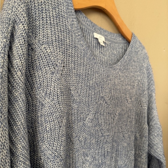 J. Jill Heather Blue Gray Cable Knit Sweater Size L - Picture 5 of 9
